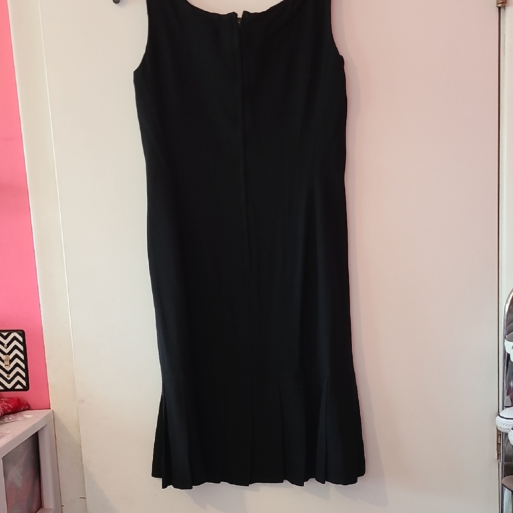 Elegant Black Midi Sheath Dress Scoop Neck - Picture 4 of 4